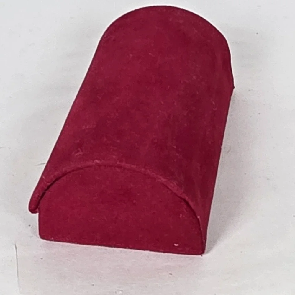 DPT Vintage Red‎ Velvet Travel Jewelry Box Case Clamshell Style Lined 4x2.25 In